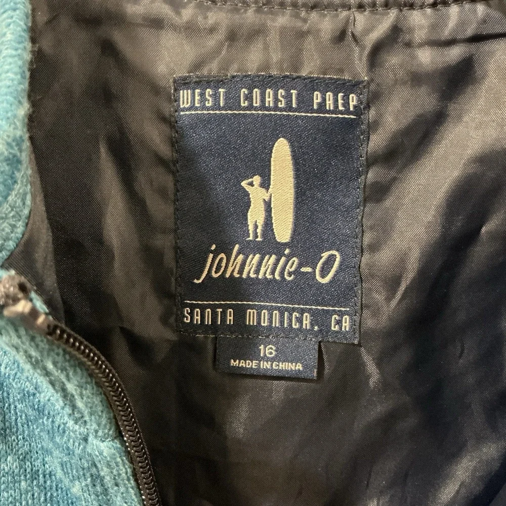 Johnnie-O Fleece Vest Boys‎ Size 16 Blue Full Zip Casual Pockets Gorpcore